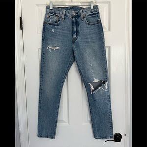 Levi’s 501 Straight Leg Jeans, Medium Wash, Distressed, Women’s Size 28